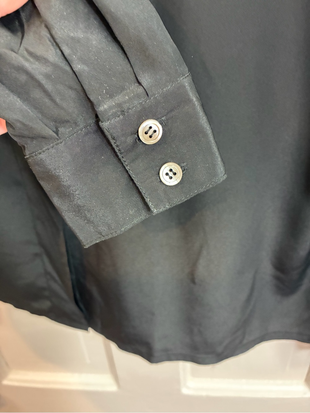 Vintage 90s Oleg Cassini Black Button Down Shirt Beaded Oversized - Size 10 - Picture 5 of 10